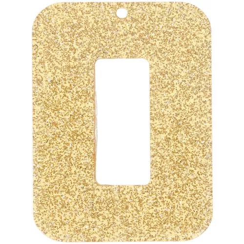 Pendentif rectangle évidé 40x30 mm en acrylique - Pailleté doré x1