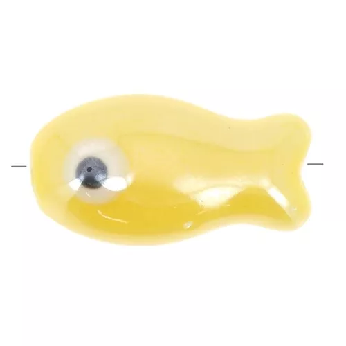 Perle poisson en céramique 10x19 mm - Jaune x1