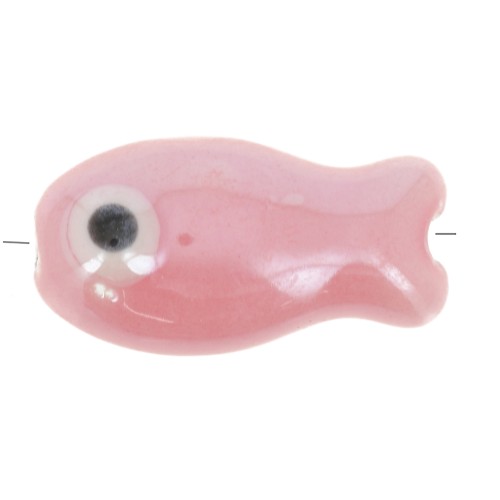 Perle poisson en céramique 10x19 mm - Rose Vintage x1