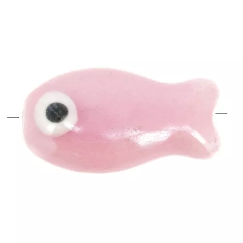 Perle poisson en céramique 10x19 mm - Rose x1