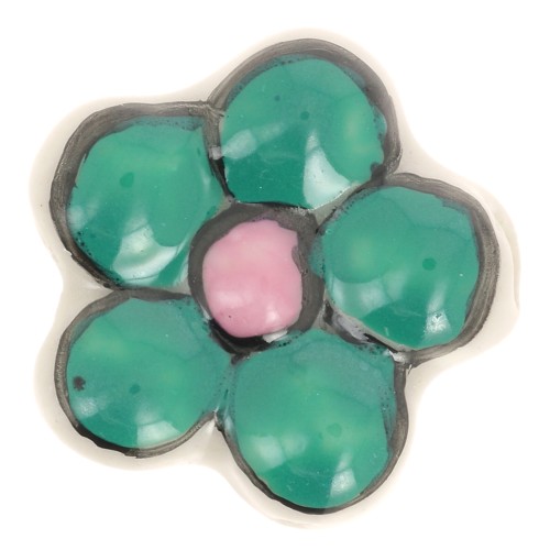 Perle fleur en céramique 17 mm - Vert x1