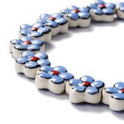 Perle fleur en céramique 17 mm - Bleuet x1