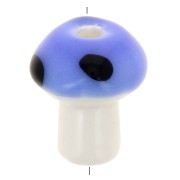 Perle champignon en céramique 12 mm - bleu - blanc x1|raw }}