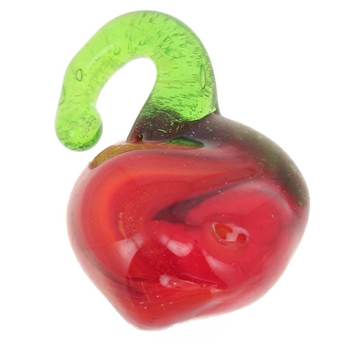 Breloque pomme en verre 12 mm - Rouge - Vert x1