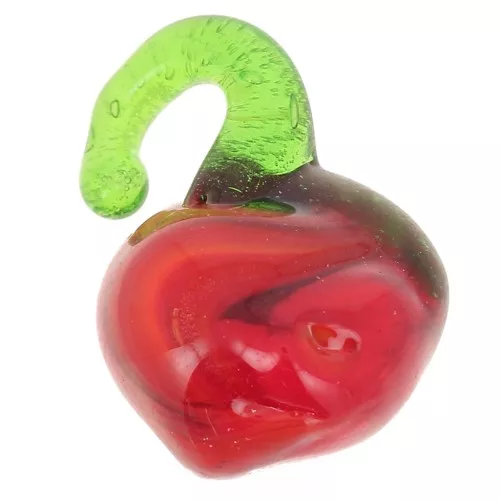 Breloque pomme en verre 12 mm - Rouge - Vert x1