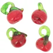 Breloque pomme en verre 12 mm - Rouge - Vert x1