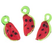 Breloque pastèque en verre 24x11 mm - Rouge - Vert x1