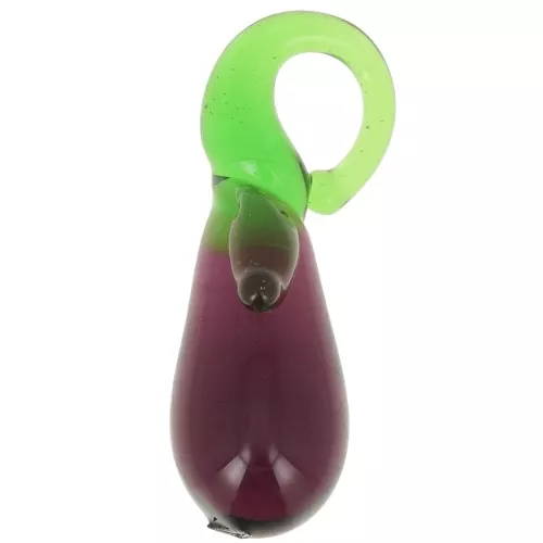 Breloque aubergine en verre 24x8 mm - Violet - Vert x1