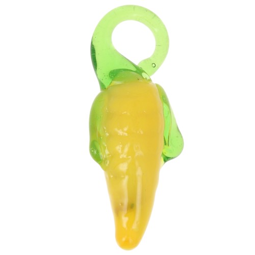 Breloque maïs en verre 25x7 mm - Jaune - Vert x4