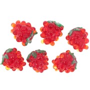 Perle framboise en verre 14x12 mm - Rouge - Vert x1