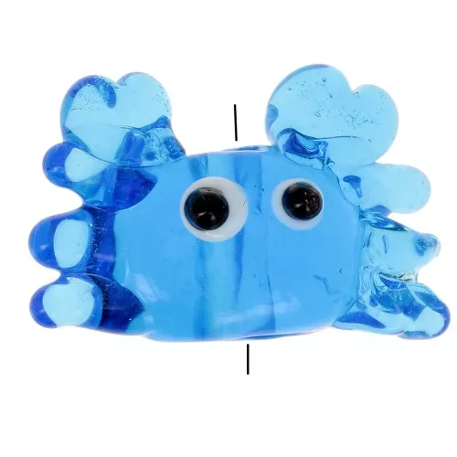 Perle crabe en verre 15x22 mm - Bleu x1
