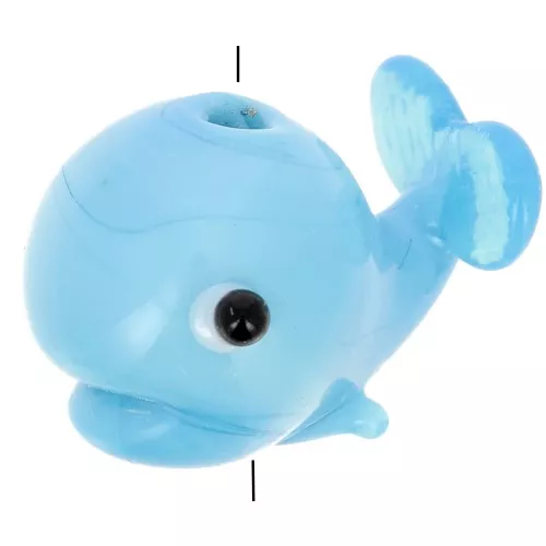 Perle baleine en verre 14x19 mm - Bleu x1