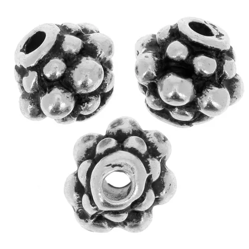 Perles métal 8x9 mm - Argenté vieilli x5