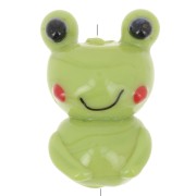Perle grenouille en verre 22x14 mm - Vert x1|raw }}