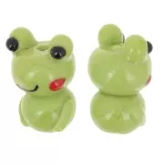 Perle grenouille en verre 22x14 mm - Vert x1
