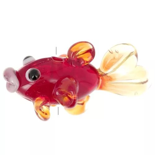 Perle poisson rouge en verre 16x31 mm - Rouge x1