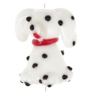 Perle chien - Dalmatien - en verre 21x18 mm - Blanc - Noir x1|raw }}