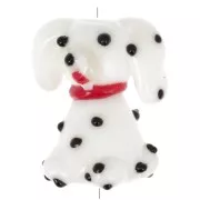 Perle chien - Dalmatien - en verre 21x18 mm - Blanc - Noir x1