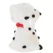 Perle chien - Dalmatien - en verre 21x18 mm - Blanc - Noir x1