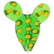 Perle cactus en verre 25x22 mm - Vert - Jaune x1