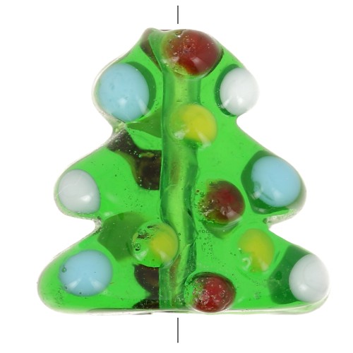 Perle sapin de Noël en verre 16x16 mm - Vert x1