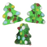 Perle sapin de Noël en verre 16x16 mm - Vert x1