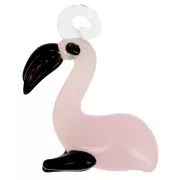 Pendentif Flamant Rose en verre 26x20 mm - Rose x1
