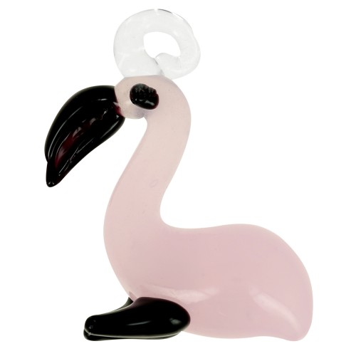 Pendentif Flamant Rose en verre 26x20 mm - Rose x1
