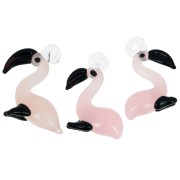 Pendentif Flamant Rose en verre 26x20 mm - Rose x1