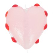 Perle coeur en verre 16 mm - Rose - Rouge x1