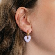 Pendentif coeur en laiton 16x18 mm - Rose x1