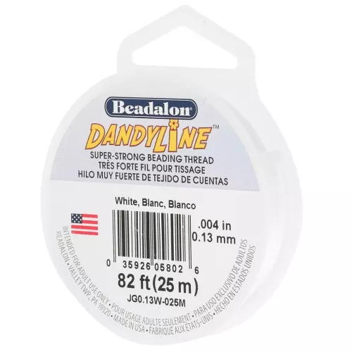 Fil nylon tressé Dandyline 0.13 mm - Blanc x25m