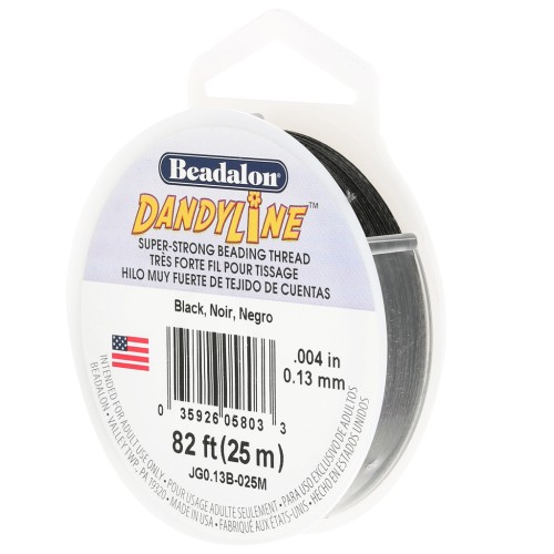Fil nylon tressé Dandyline 0.13 mm - Noir x25m