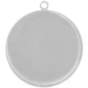 Serti pendentif rond pour cabochon fond plat 30 mm - Argenté x1