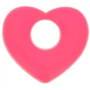 Pendentif coeur en laiton 16x18 mm - Rose fluo x1