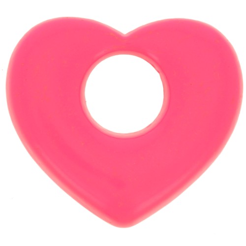 Pendentif coeur en laiton 16x18 mm - Rose fluo x1