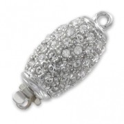 Fermoir olive 21x9 mm Strass Crystal plaqué rhodium x1|raw }}