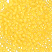 Perles rocailles Preciosa 11/0 2 mm - Transparent yellow amber lined chalkwhite x20g