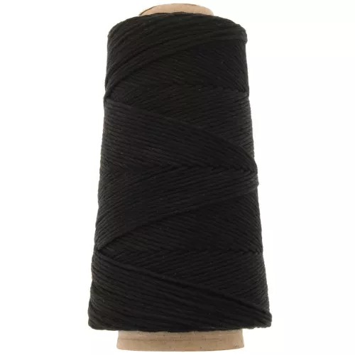 Bobine de cordon coton macramé Organic Cotton Détox XL peigné - Noir x200 m