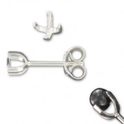 Clous d'oreilles pour perles semi-percée 4 mm en Argent 925 x2