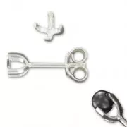 Clous d'oreilles pour perles semi-percée 4 mm en Argent 925 x2