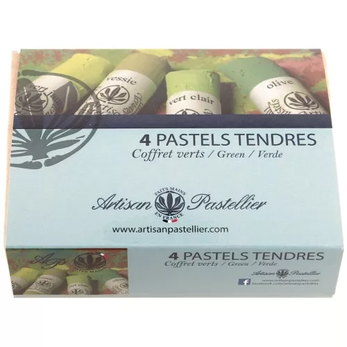 Coffret de 4 pastels tendres - Verts x1