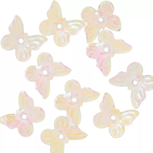 Perles forme papillon 9.5x11 mm - Transparent effet AB x10