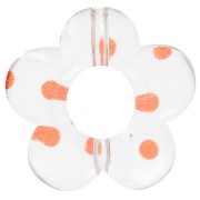 Perles fleurs en acrylique transparente 19 mm - Pois orange x4|raw }}