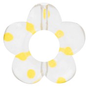 Perles fleurs en acrylique transparente 19 mm - Pois jaune x4|raw }}