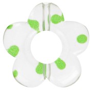 Perles fleurs en acrylique transparente 19 mm - Pois vert x4|raw }}