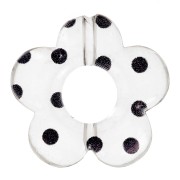 Perles fleurs en acrylique transparente 19 mm - Pois noir x4|raw }}