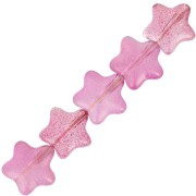 Perles étoiles en verre 8 mm - Fuchsia - Doré pailleté x10|raw }}