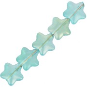 Perles étoiles en verre 8 mm - Bleu turquoise - Doré pailleté x10|raw }}