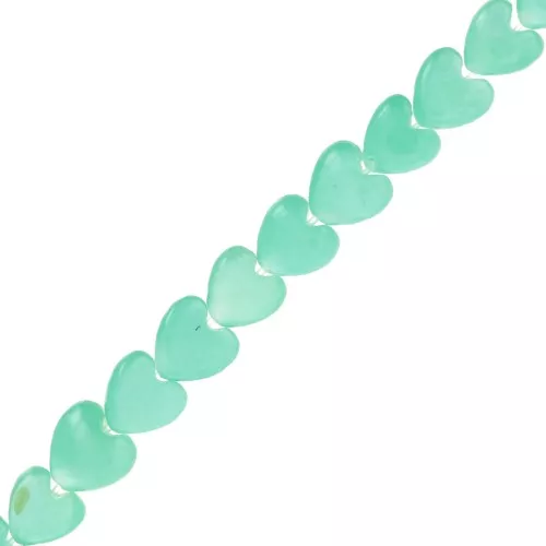 Perles coeurs en nacre teintée 6 mm - Turquoise x39cm